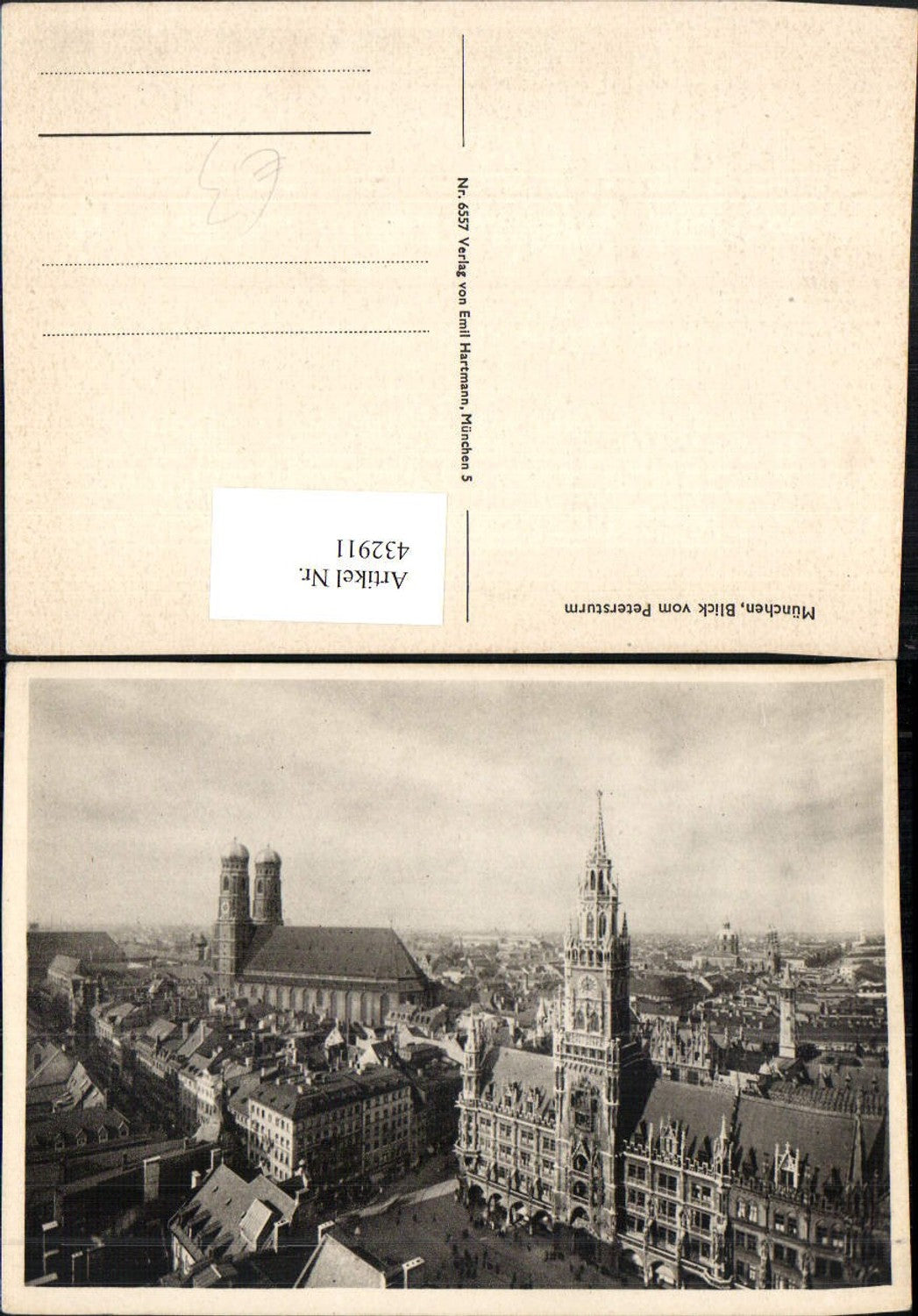 432911,München Teilansicht vom Petersturm m. Rathaus u. Frauenkirche