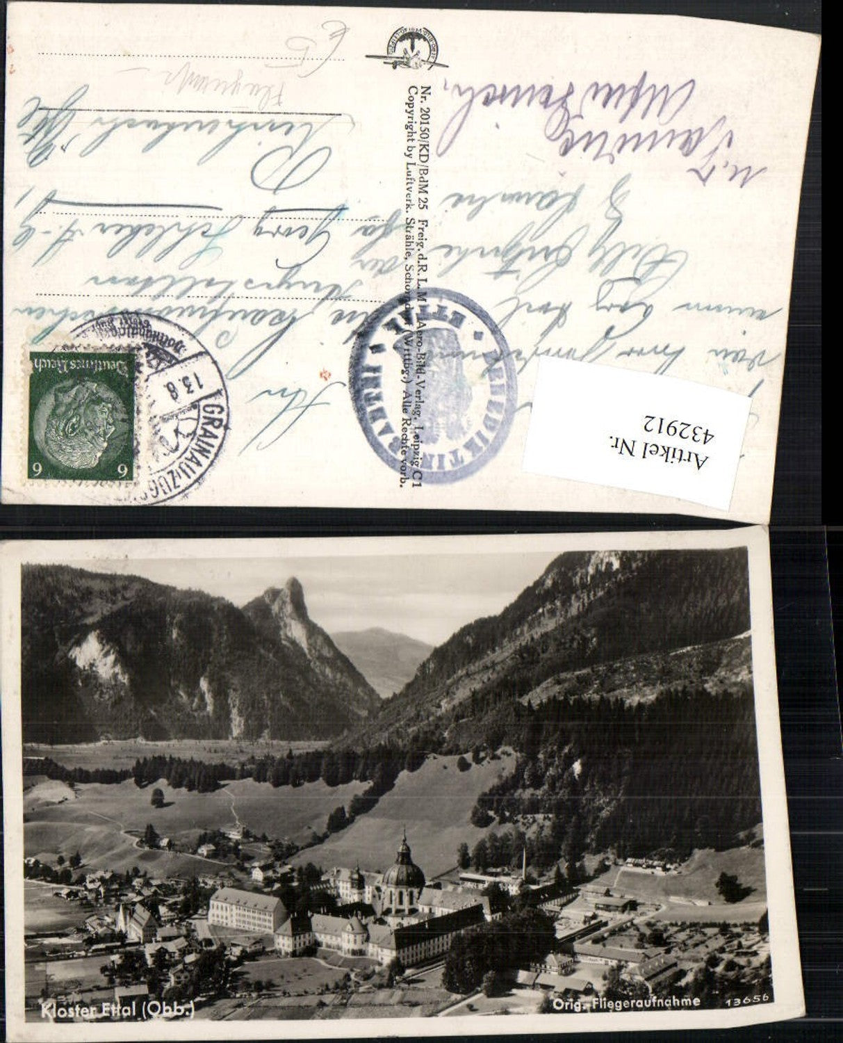 432912,Kloster Ettal Totale Fliegeraufnahme