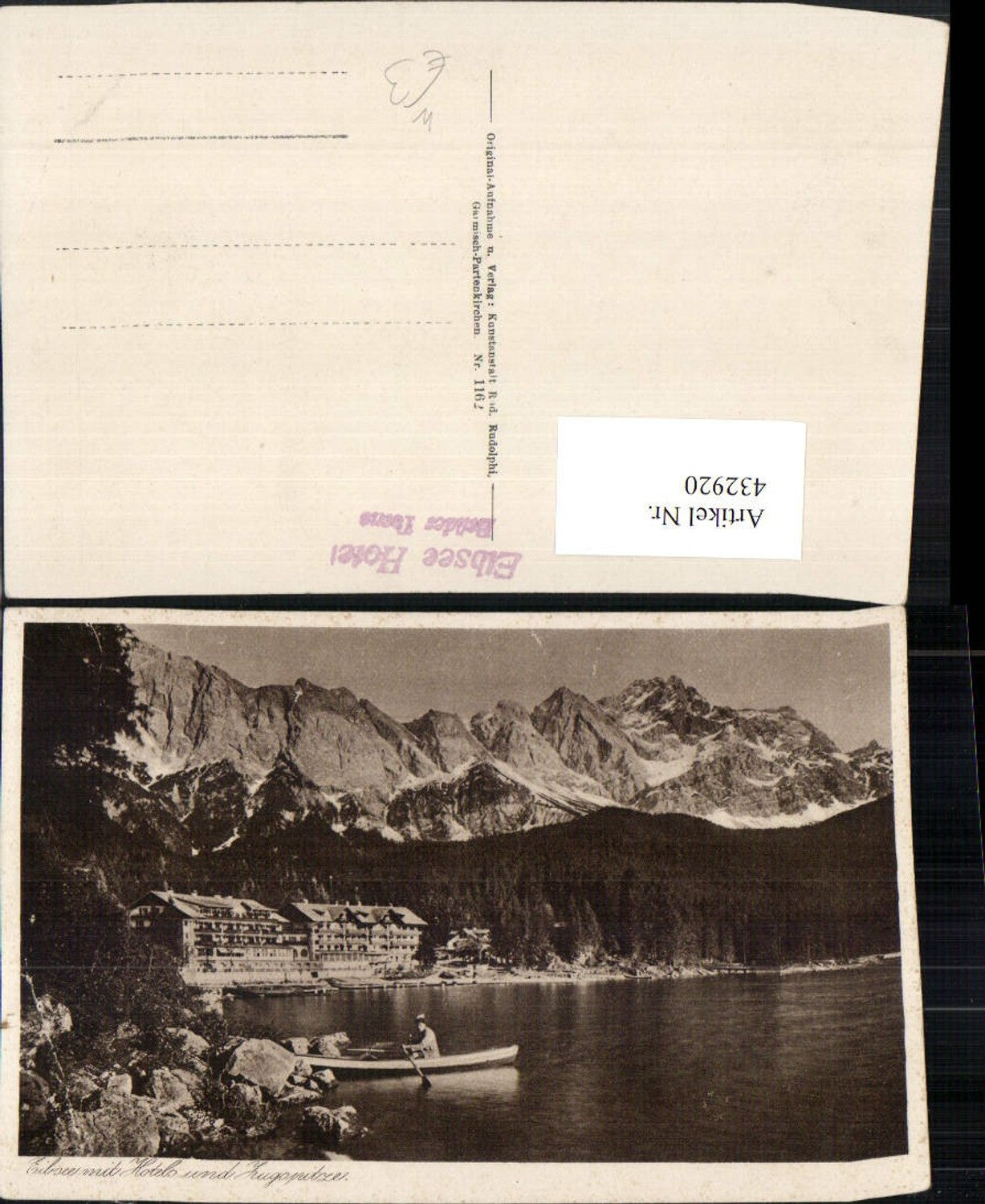 432920,Eibsee See b. Grainau m. Hotel u. Zugspitze Bergkulisse