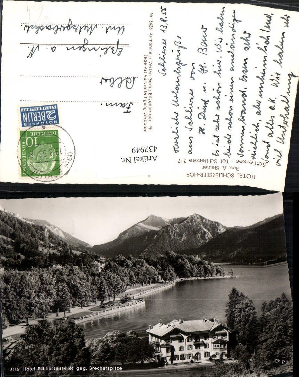 432949, Schliersee Hotel Schlierseer-Hof opposite Brecherspitze mountain scenery