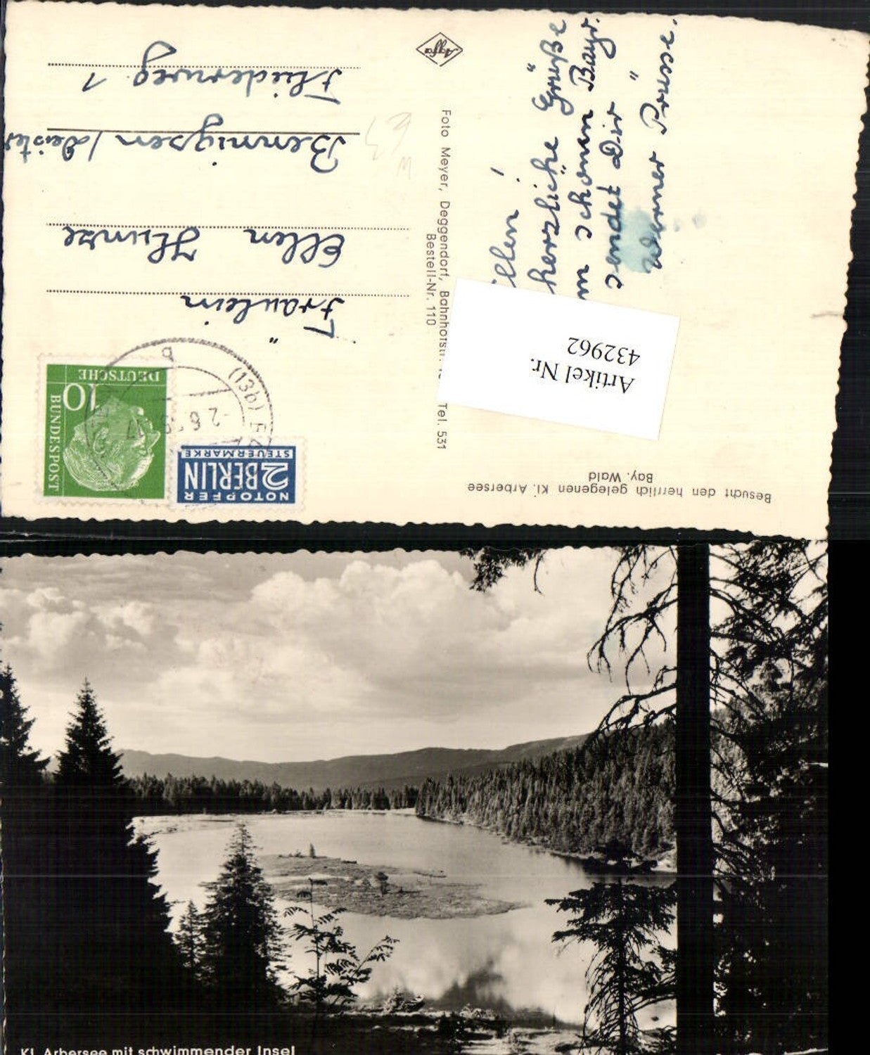 432962,Kleiner Arbersee See b. Lohberg m. Schwimmender Insel