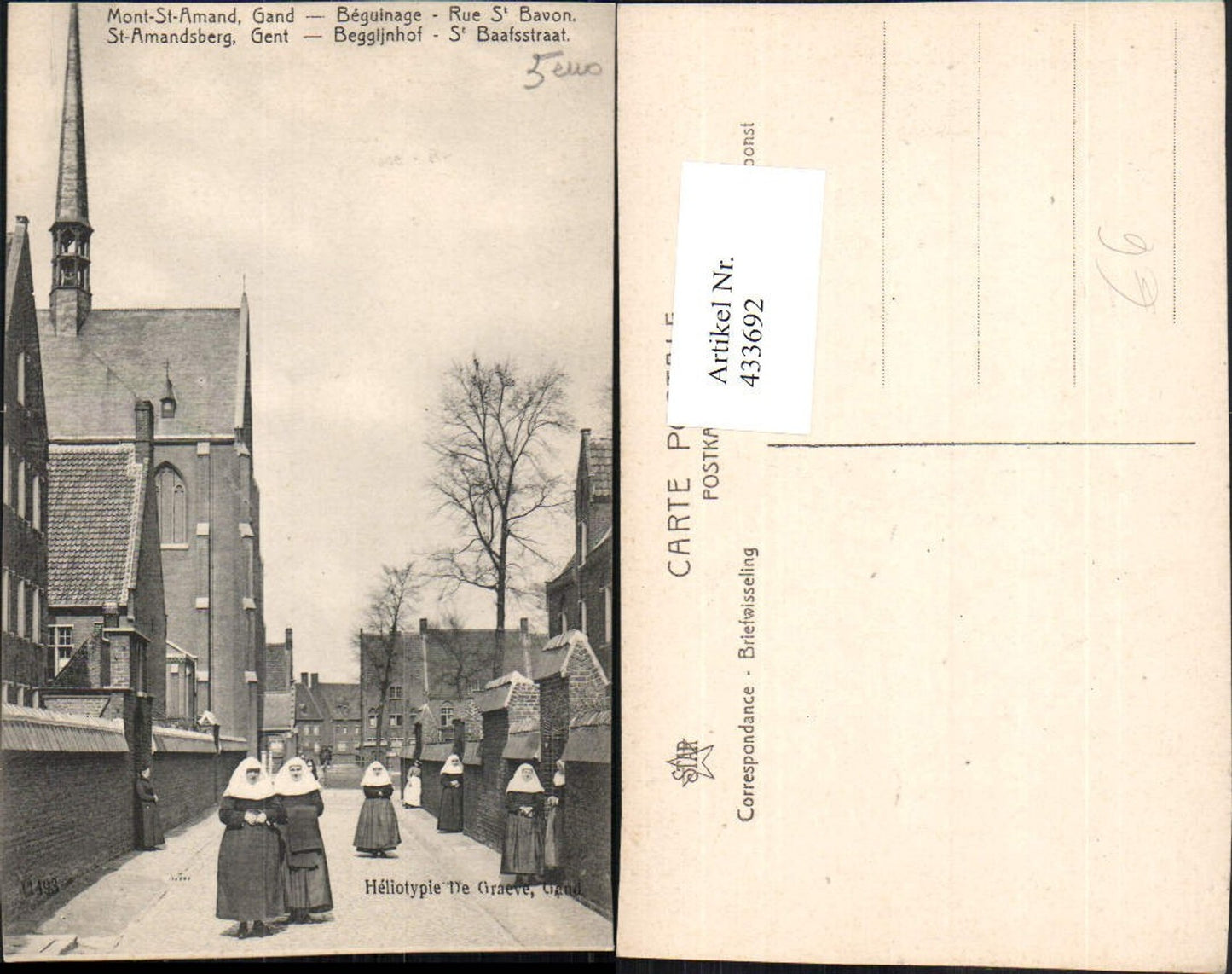 433692,Belgium Gent Gand Mont-St-Amand Beguinage Nonnen Kirche