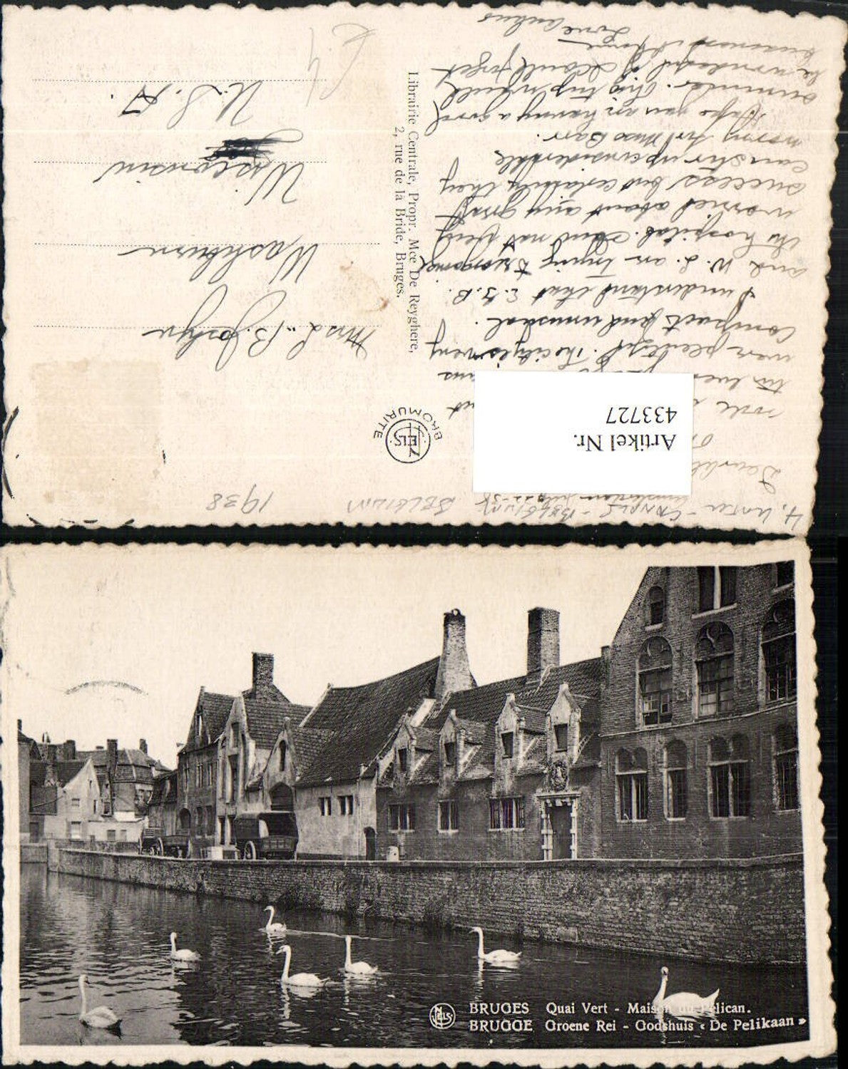 433727,Belgium Bruges Brügge Quai Vert Maison du Pelican Häuser Schwäne