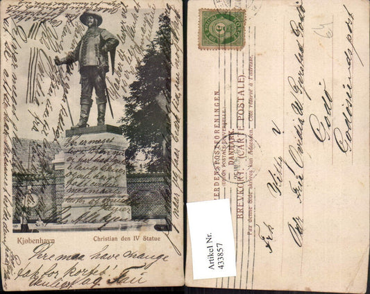 433857,Denmark Kjobenhavn Kopenhagen Christian den IV Statue Denkmal