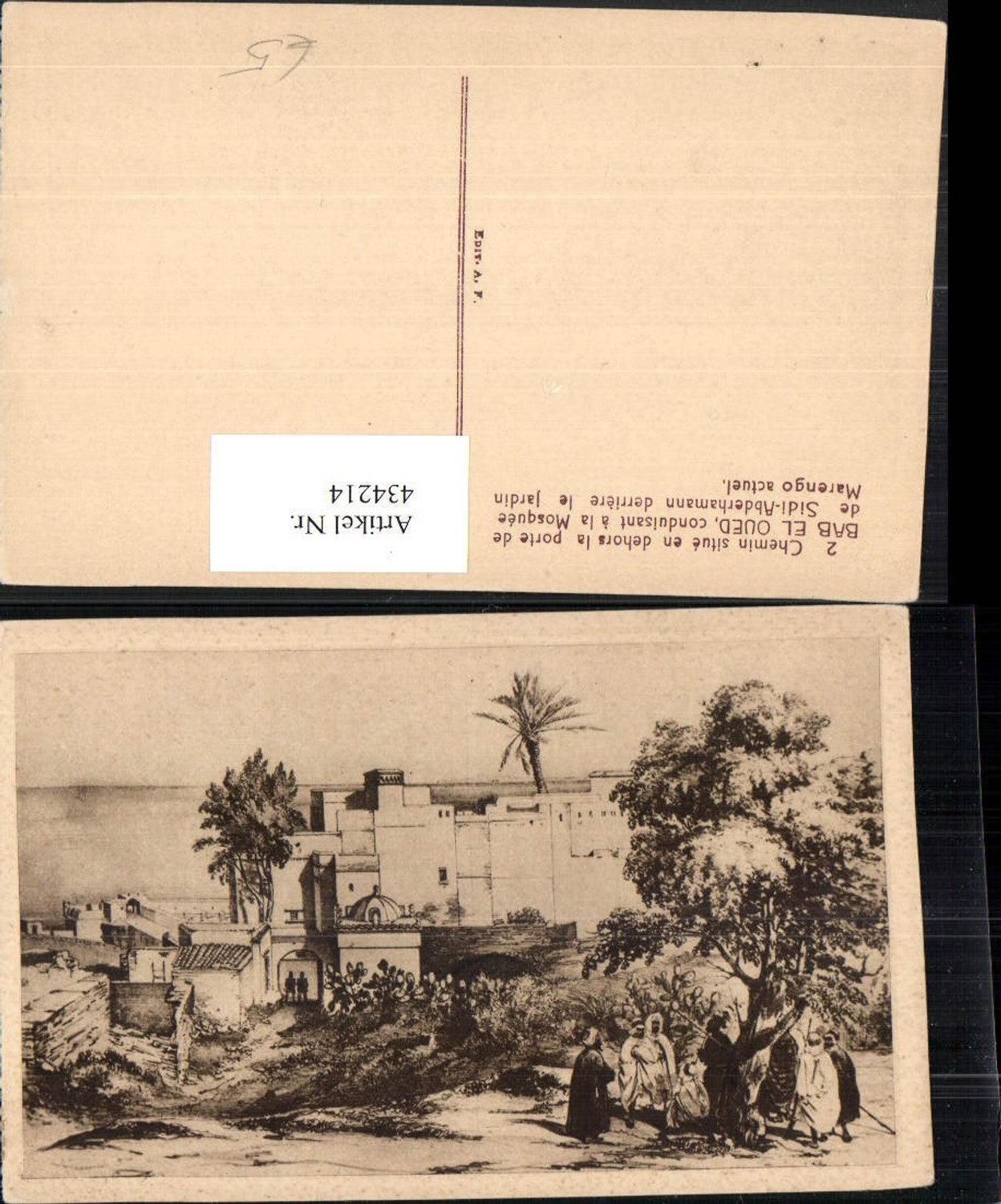 434214,Künstler AK Algeria Alger Bab el Oued Mosquee Sidi-Abderhamann Moschee