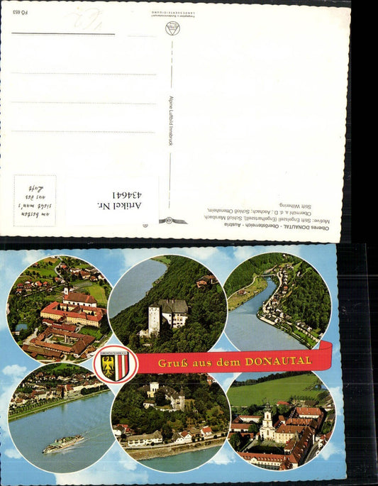 434641,Donautal Engelszell Stift Schloss Marsbach Obermühl Mehrbildkarte pub Alpine Luftbild 653