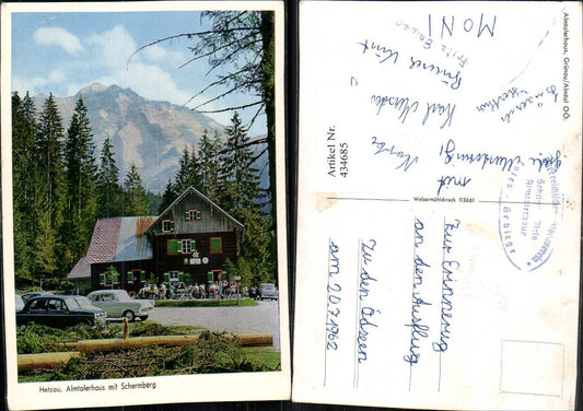 434685,Hetzau b. Grünau Almtalerhaus m. Schermberg Bergkulisse