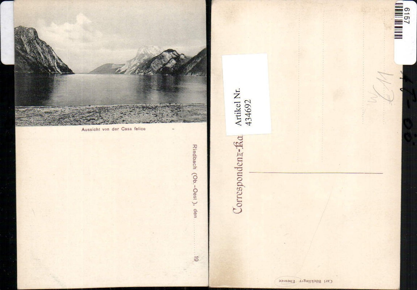 434692,Rindbach b. Ebensee Aussicht von d. Casa felice See Bergkulisse