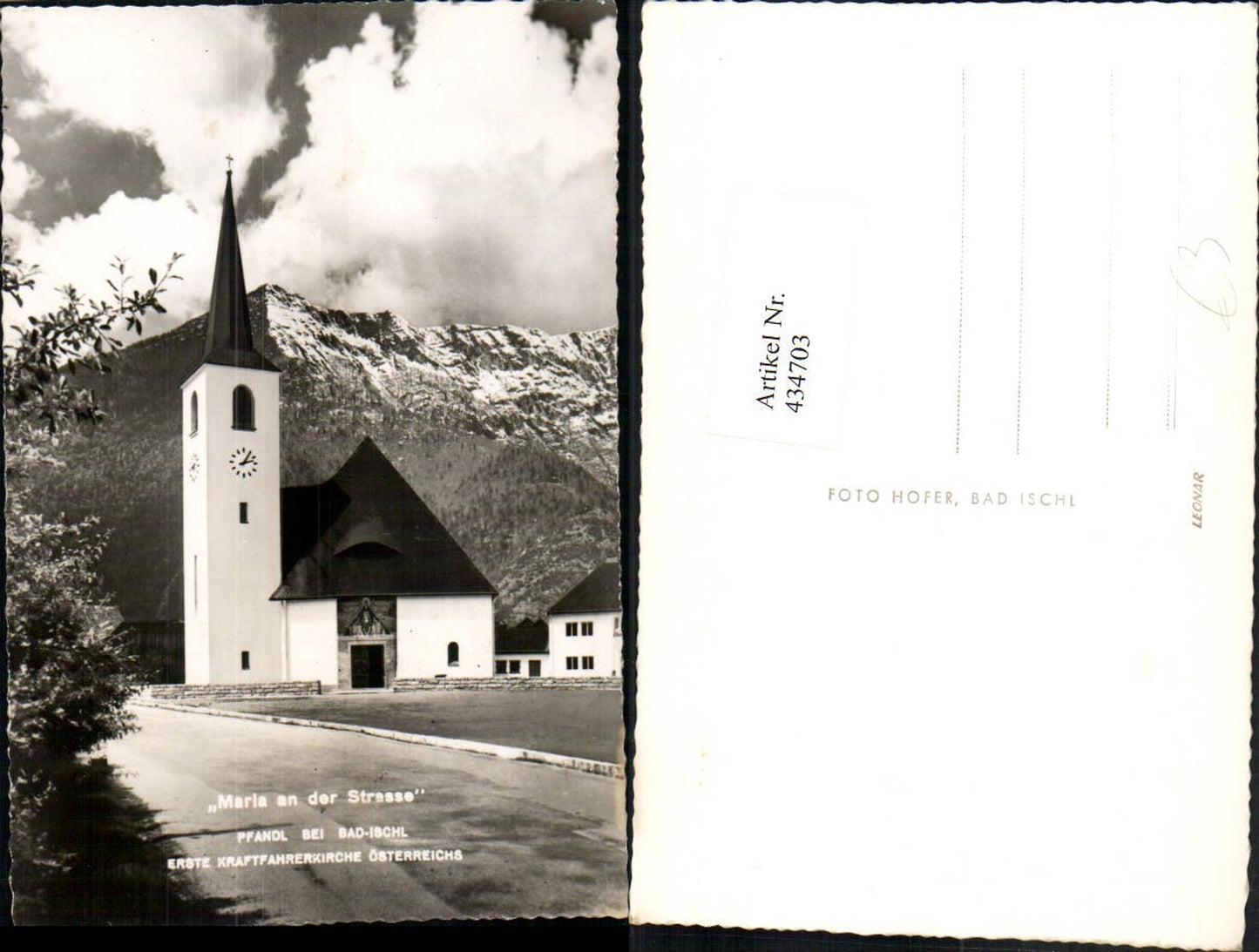 434703,Pfandl b. Bad Ischl Maria an d. Straße Kirche Bergkulisse