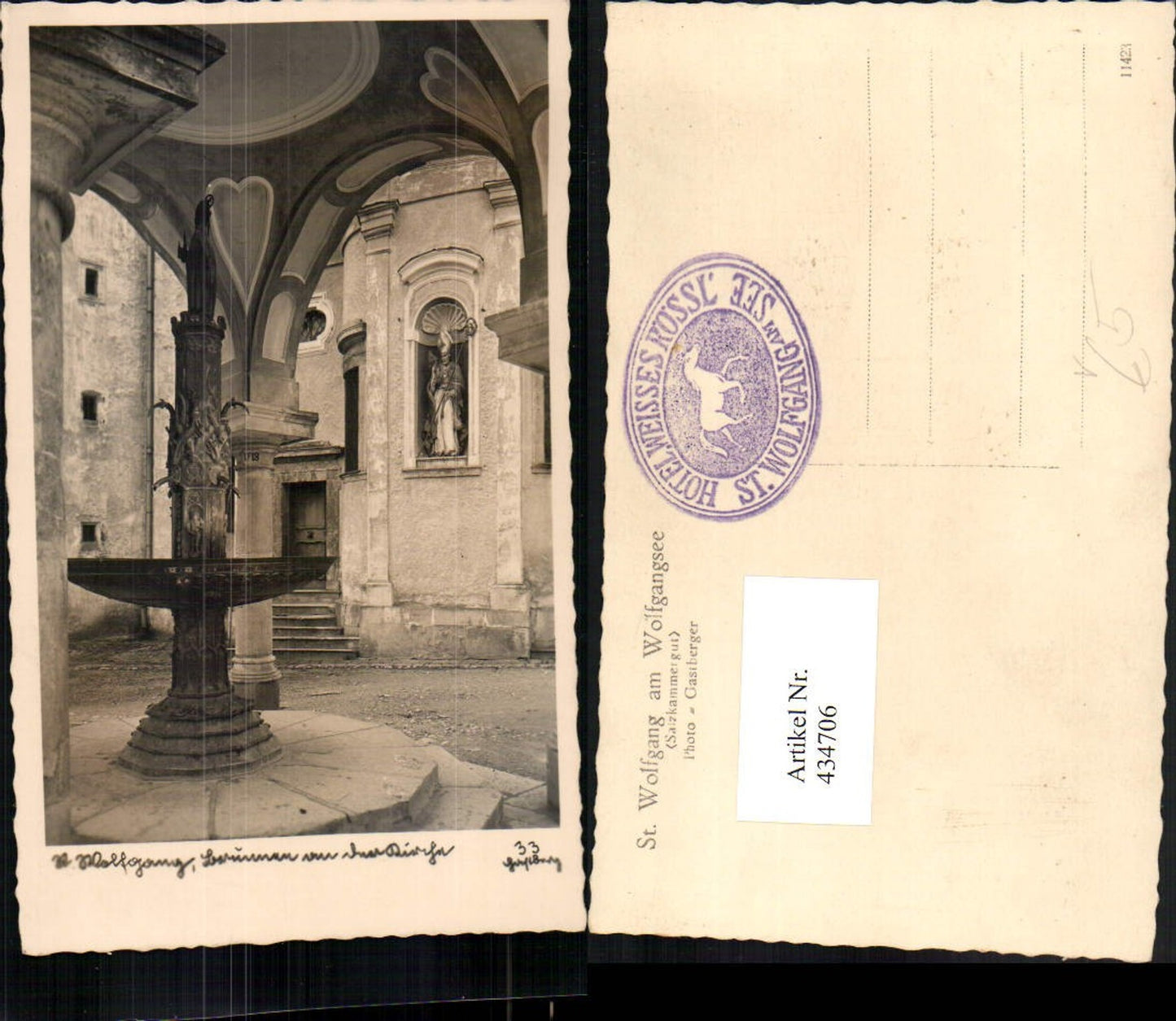 434706,St. Wolfgang am Wolfgangsee Brunnen vor der Kirche pub Foto Gastberger