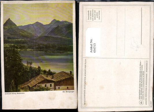 434713,Künstler AK Ferdinand Georg Waldmüller Wolfgangsee See b. St. Wolfgang Bergkulisse