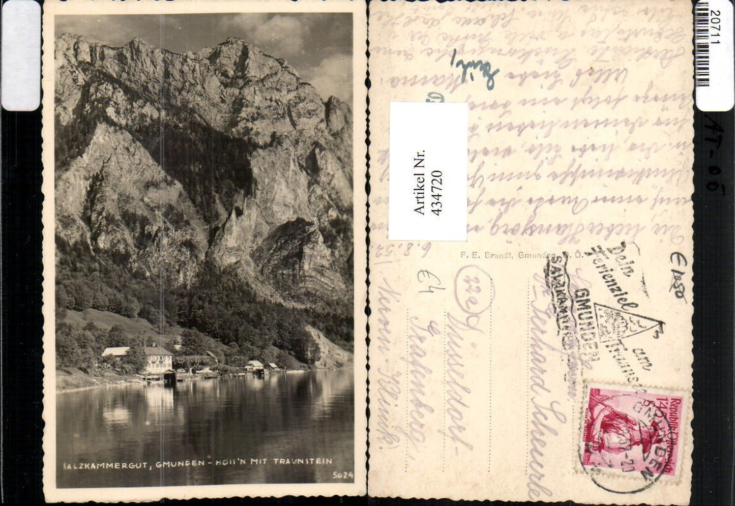 434720,Gmunden Hoisn Gasthaus m. Traunstein Bergkulisse