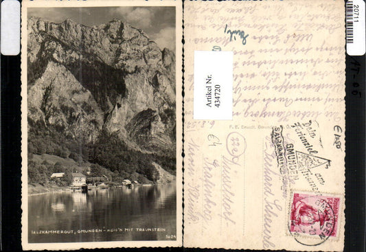 434720,Gmunden Hoisn Gasthaus m. Traunstein Bergkulisse