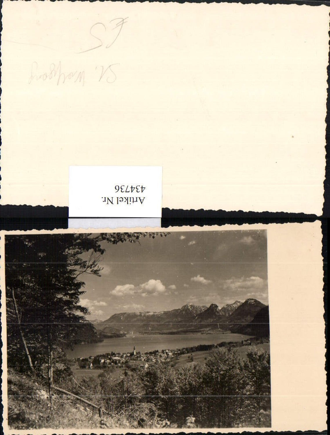 434736,Fotokarte St. Wolfgang Totale See Bergkulisse