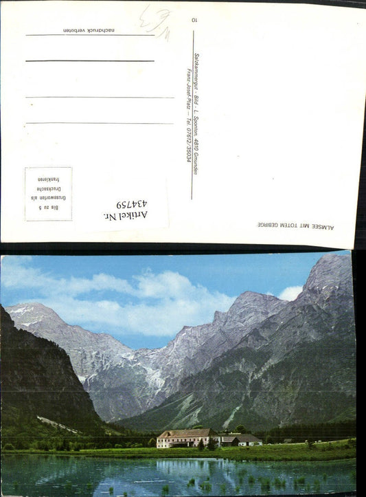 434759,Almsee See b. Grünau m. Totem Gebirge Bergkulisse
