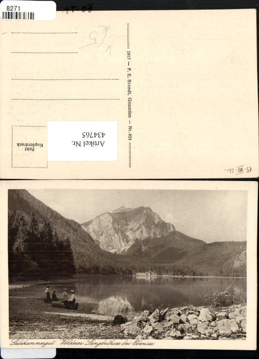 434765,Vorderer Langbathsee See b. Ebensee Bergkulisse pub F. E. Brandt 023
