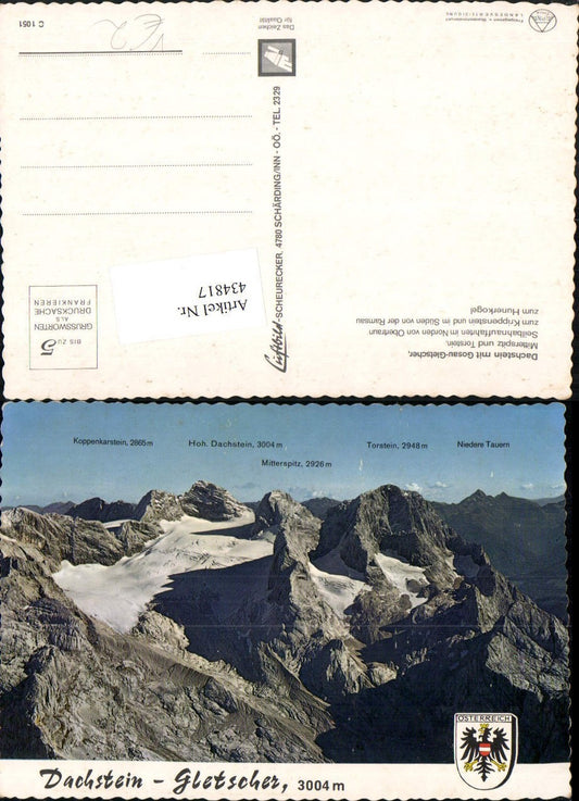 434817,Dachstein m. Gosau-Gletscher b. Gosau Bergkulisse pub Luftbild Scheurecker