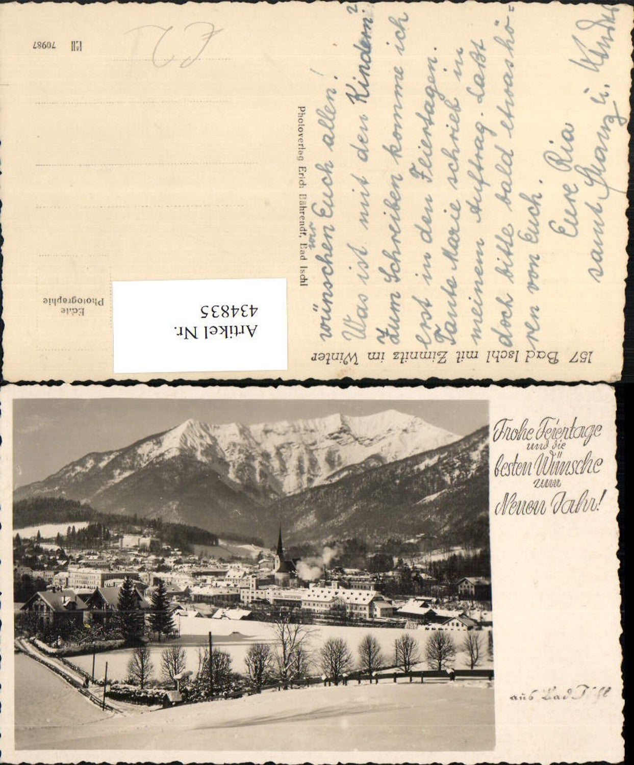 434835,Bad Ischl Totale m. Zimnitz Bergkulisse Winterbild