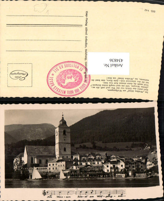434836,St. Wolfgang Teilansicht Weißes Rössl Kirche Liedzeile pub Cosy
