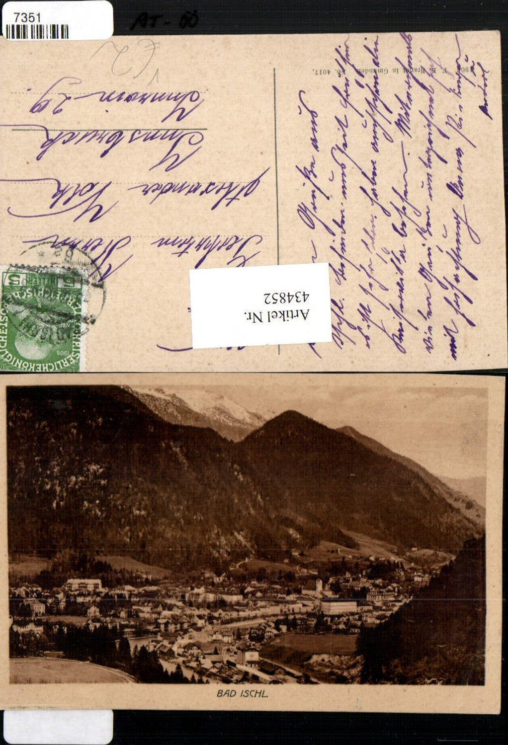 434852,Bad Ischl Totale Bergkulisse pub F. E. Brandt 4017