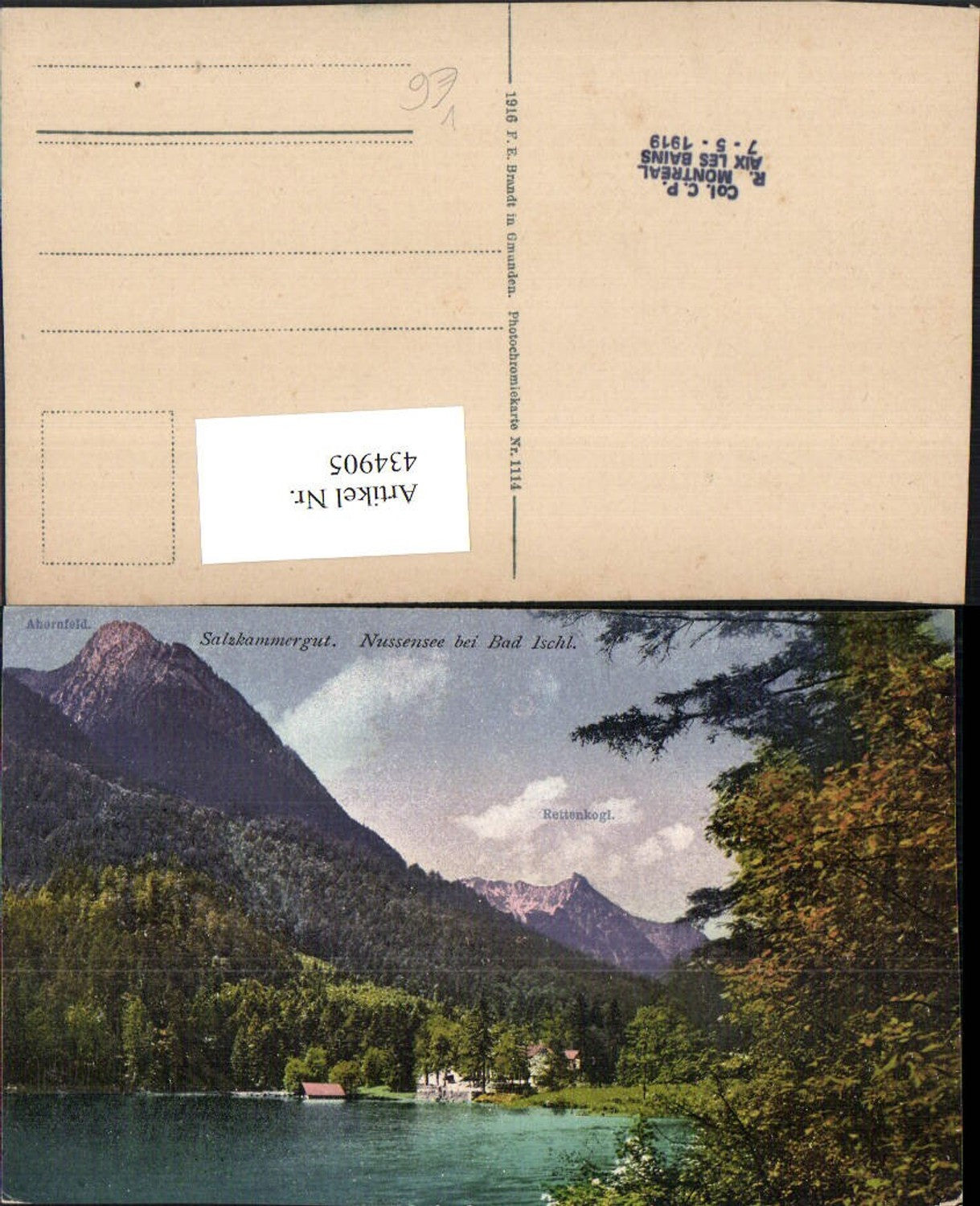 434905,Nussensee See b. Bad Ischl m. Rettenkogl pub F. E. Brandt 1114