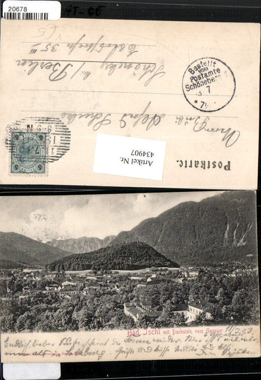 434907,Bad Ischl Totale m. Dachstein pub Stengel & Co 2553 Bestellt Postamt Schöneberg Stempel
