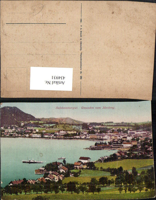 434931,Gmunden Totale vom Moosberg pub F. E. Brandt 181