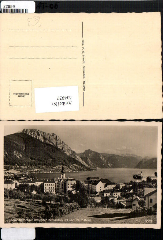 434937,Gmunden Teilansicht m. Schloss Ort u. Traunstein pub F. E. Brandt 5002