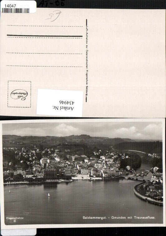 434946,Gmunden Totale m. Traunausfluss Fliegeraufnahme 4