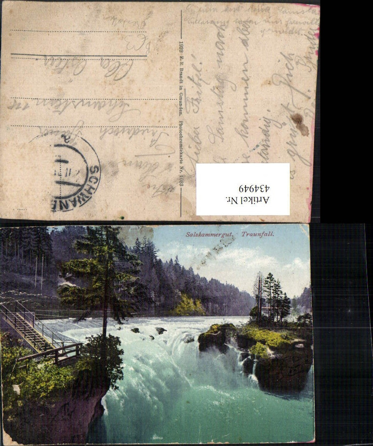 434949,Traunfall Wasserfall b. Roitham pub F. E. Brandt 1083
