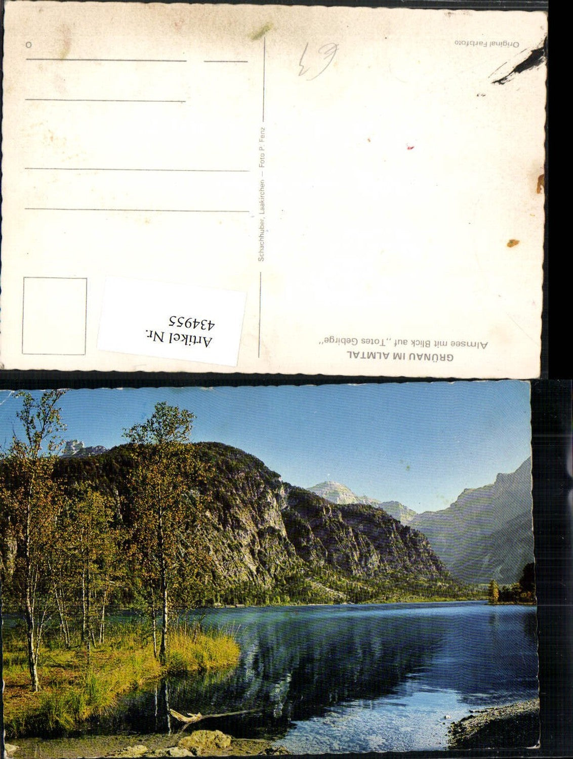 434955,Grünau im Almtal Almsee See m. Totem Gebirge Bergkulisse