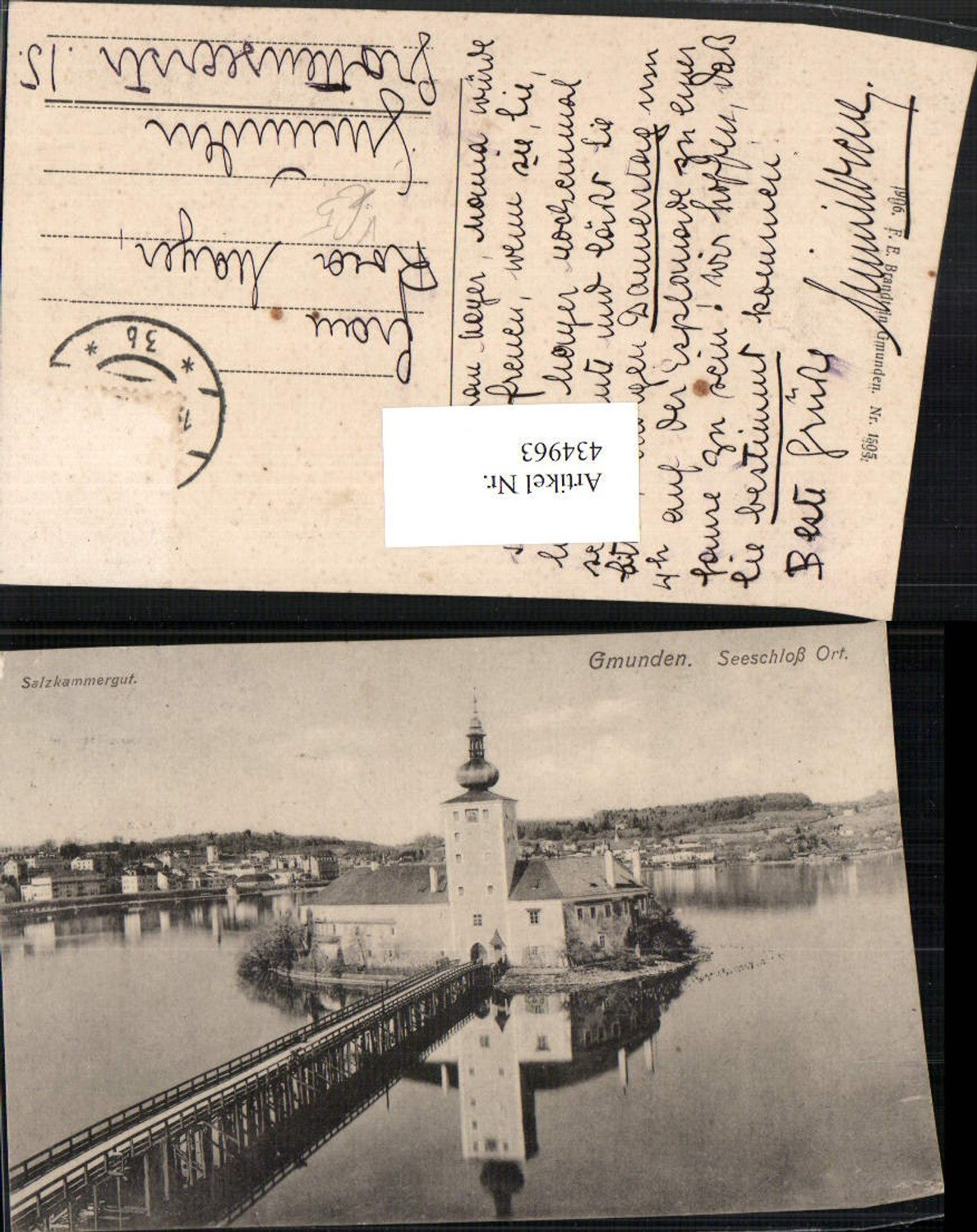 434963,Gmunden Teilansicht Schloss Ort Orth pub F. E. Brandt 1505