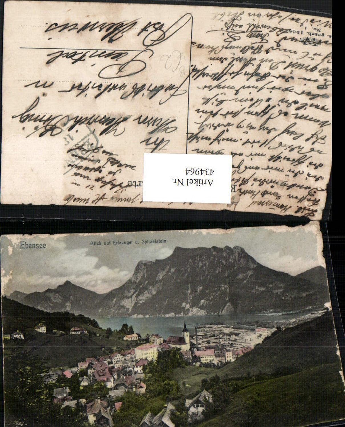 434964,Ebensee Totale m. Erlakogel u. Spitzelstein Bergkulisse