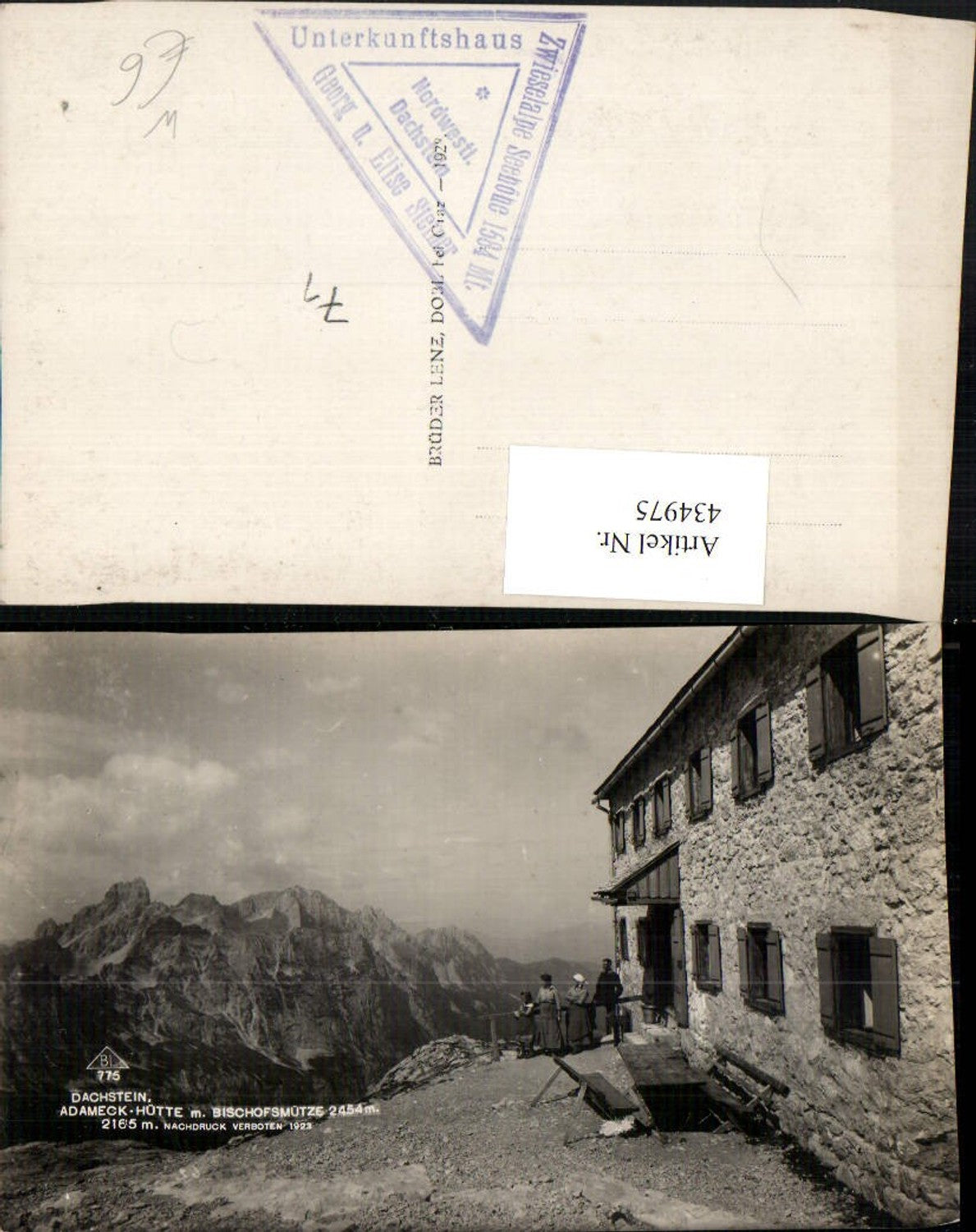 434975,Adameck-Hütte Berghütte b. Gosau m. Bischofsmütze Bergkulisse