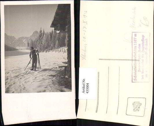435004,Foto AK Schmiedleithneralmhütte b. Hinsterstoder Bergkulisse Winterbild
