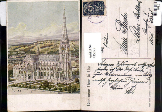 435053,Künstler AK Weeser-Krell Linz an d. Donau Dom Kirche