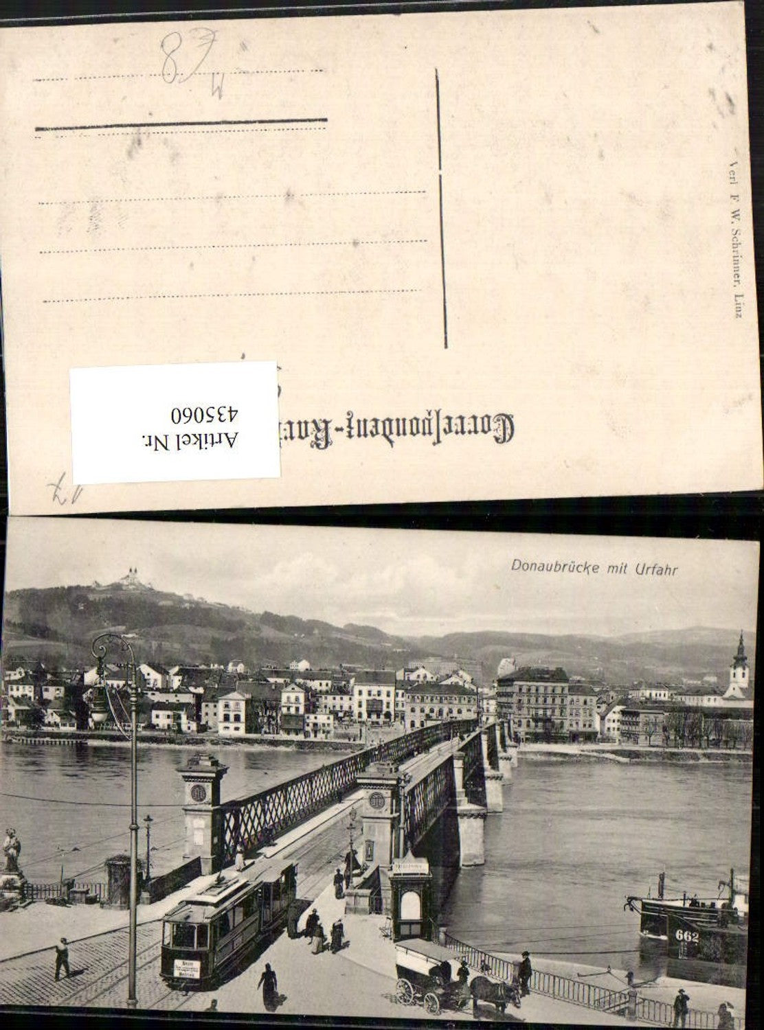 435060,Linz an d. Donau Donaubrücke Brücke m. Urfahr Teilansicht Straßenbahn