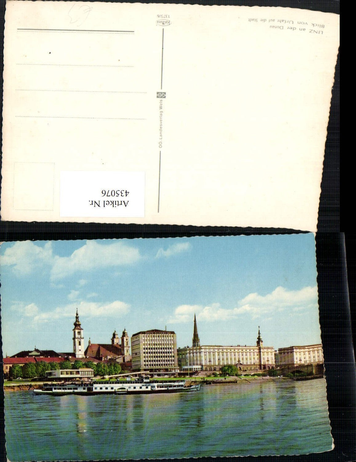 435076,Linz an d. Donau Teilansicht von Urfahr Dampfer Schiff