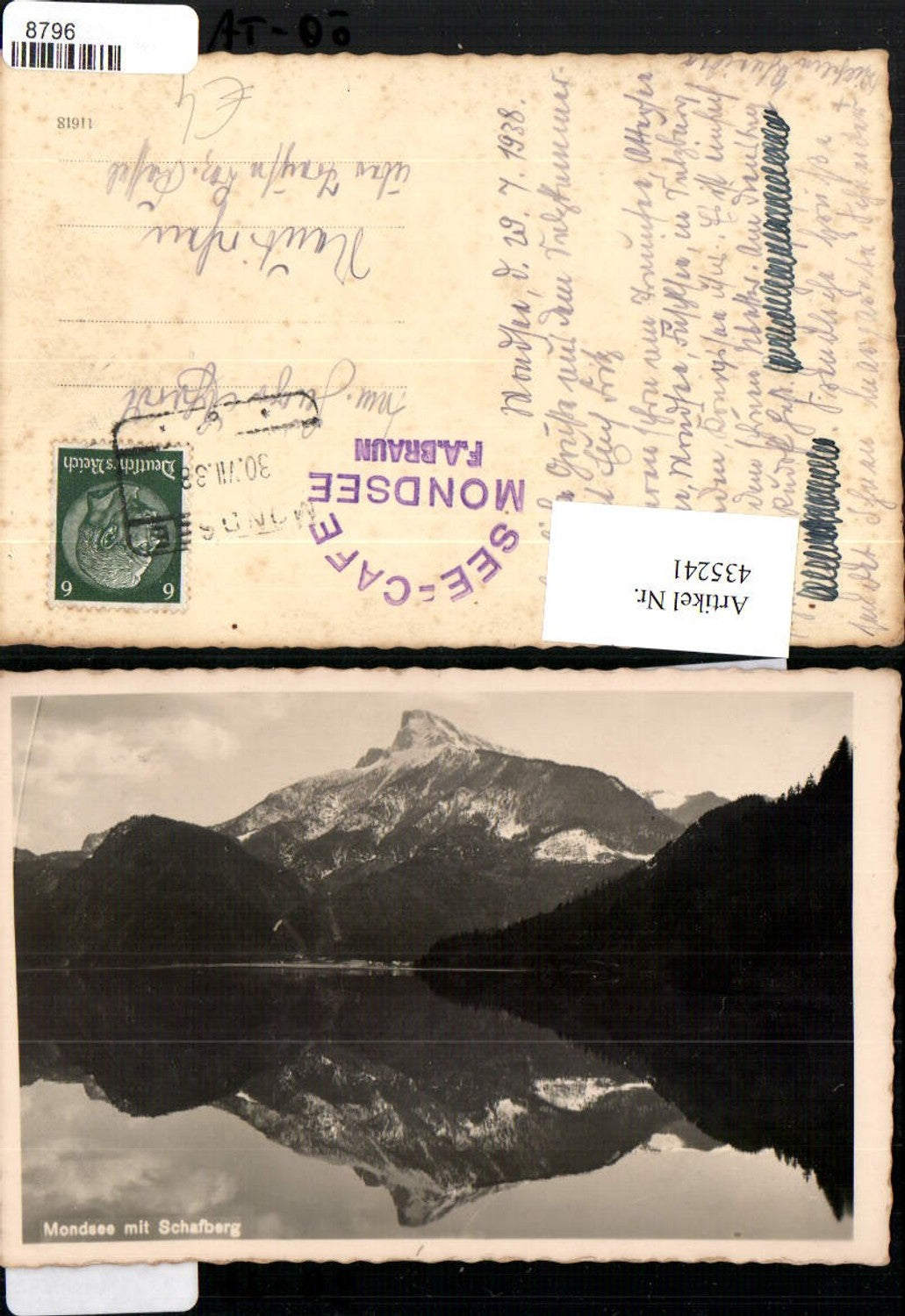 435241, Mondsee Lake with Schafberg mountain scenery