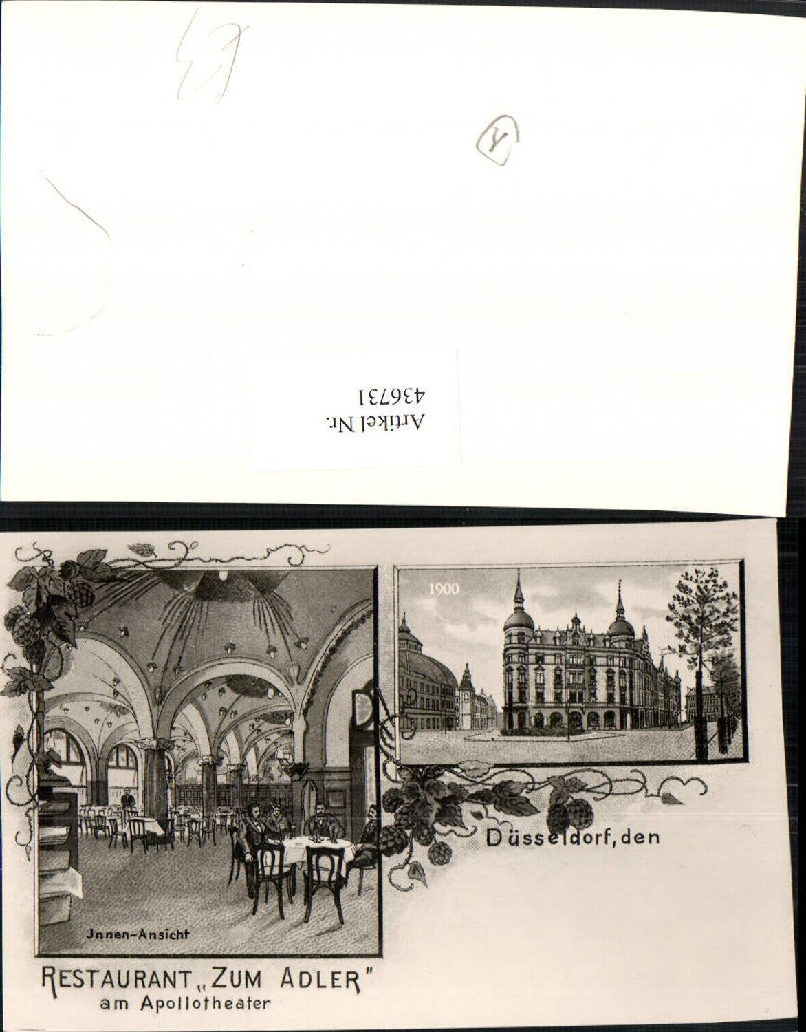 436731,REPRO Düsseldorf Restaurant zum Adler am Apollotheater Mehrbildkarte