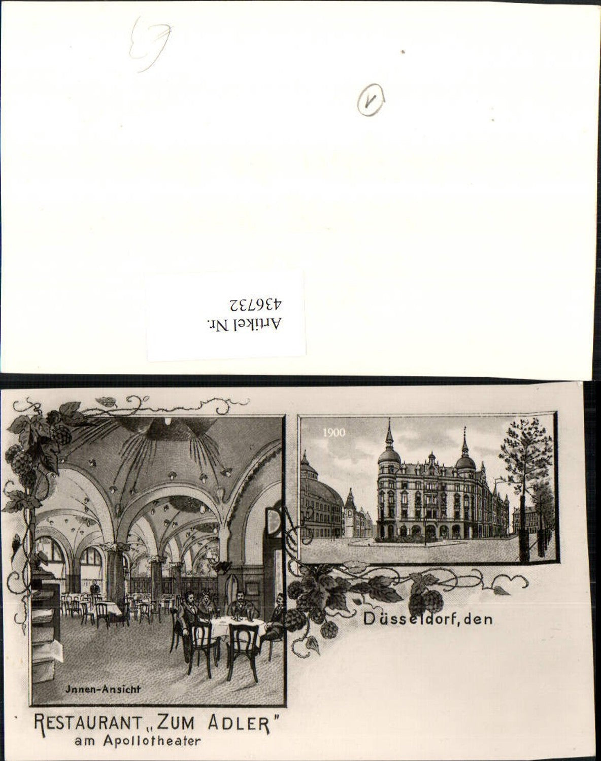 436732,REPRO Düsseldorf Restaurant zum Adler am Apollotheater Mehrbildkarte