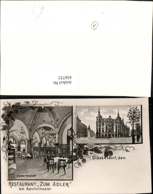 436732,REPRO Düsseldorf Restaurant zum Adler am Apollotheater Mehrbildkarte