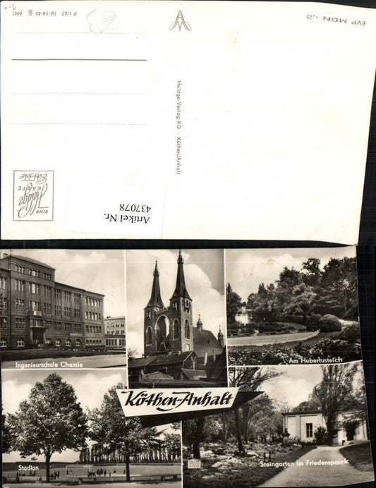 437078,Köthen Kirche Stadion Ingenieurschule Chemie Steingarten Mehrbildkarte