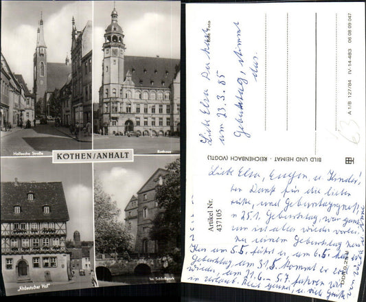 437105,Köthen Rathaus Altdeutscher Hof Schloss Mehrbildkarte pub VEB