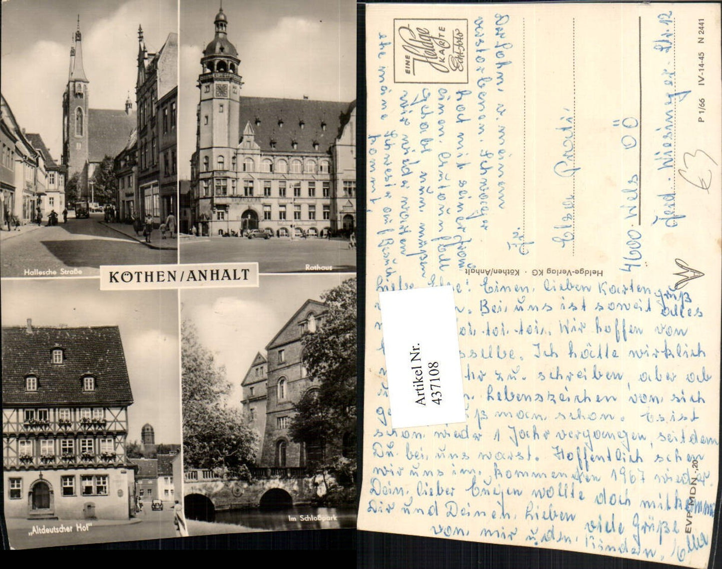 437108,Köthen Rathaus Altdeutscher Hof Schloss Mehrbildkarte