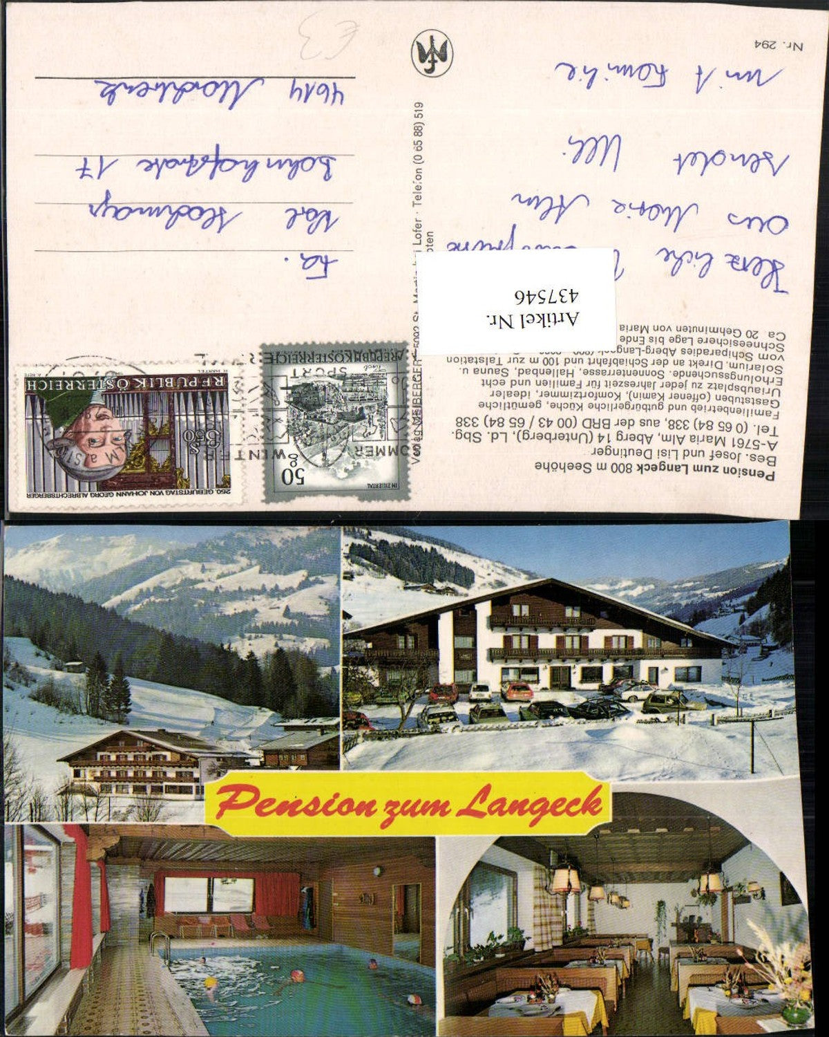 437546,Maria Alm Pension zum Langeck Schwimmbad Mehrbildkarte