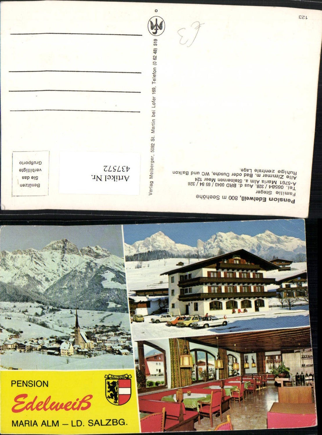 437572,Maria Alm am Steinernen Meer Totale Pension Edelweiß Mehrbildkarte