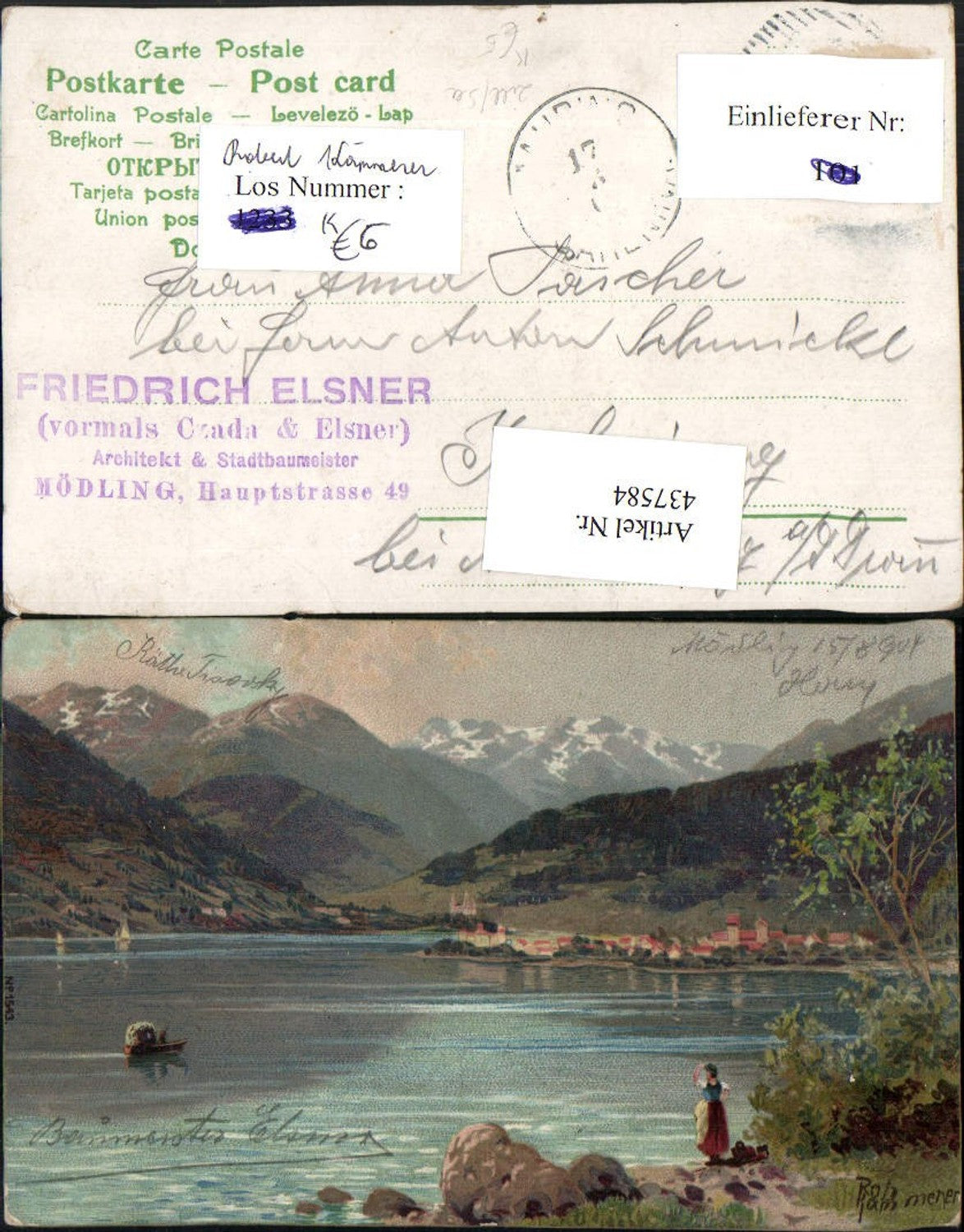 437584,Künstler AK Robert Kämmerer Zell am See Totale Bergkulisse