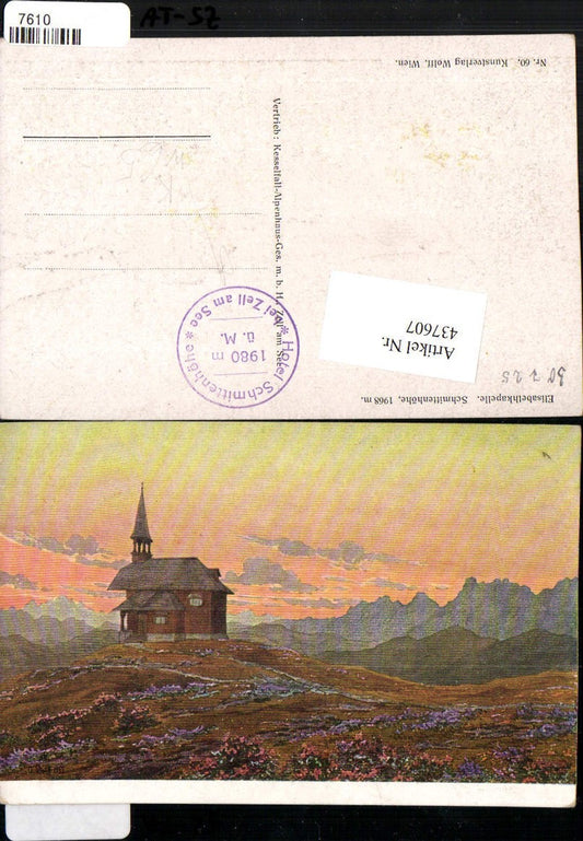437607,Künstler AK Wolff Schmittenhöhe b. Zell am See Elisabethkapelle Kapelle