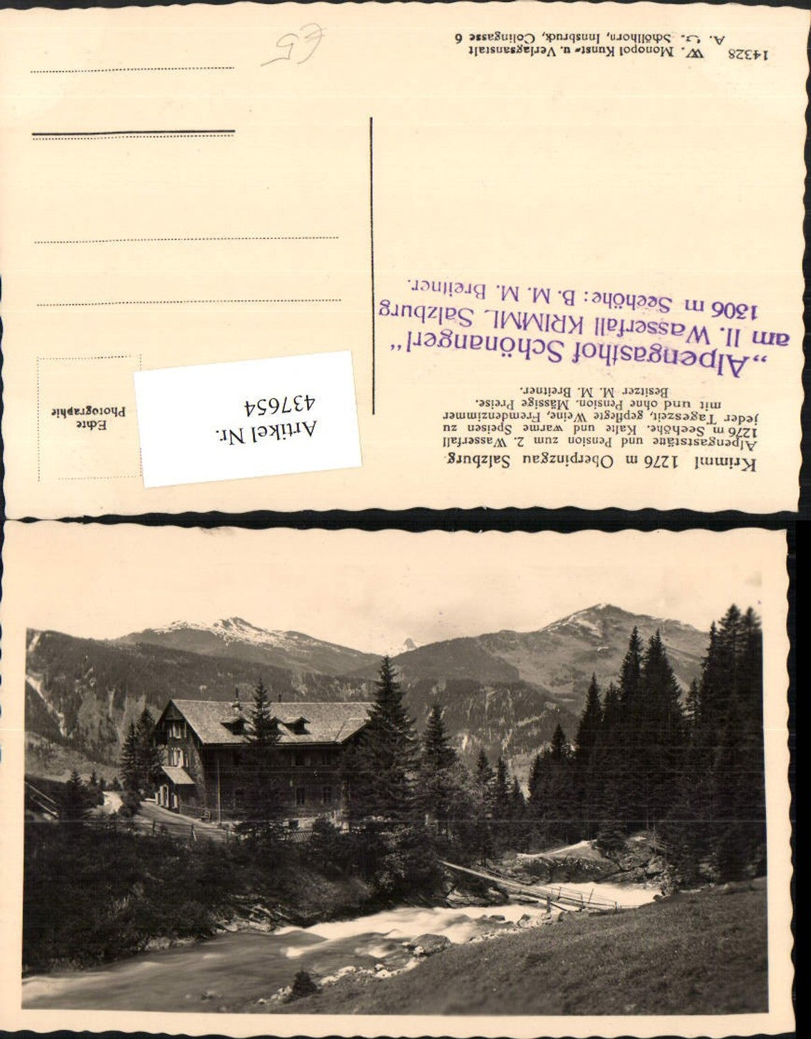 437654,Krimml Alpengaststätte u. Pension zum Wasserfall Bergkulisse